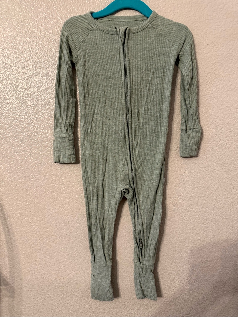 Little Sleepies Ribbed Zip One-Piece in Sage